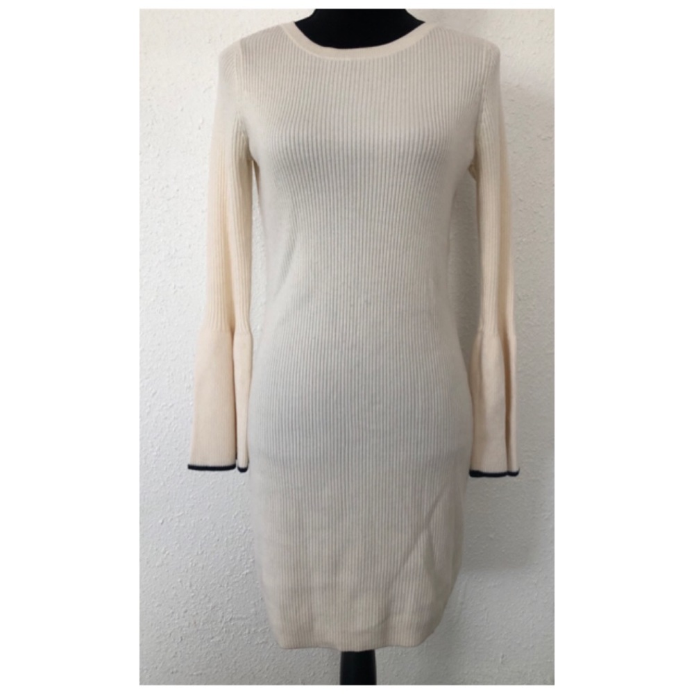Club Monaco Cream Long Sleeve Dress